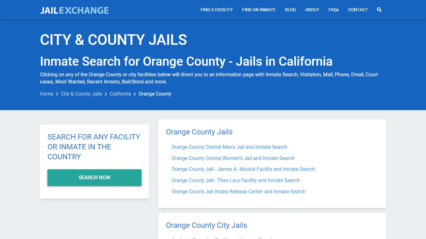 Inmate Search for Orange County | Jails in California - Jail Exchange